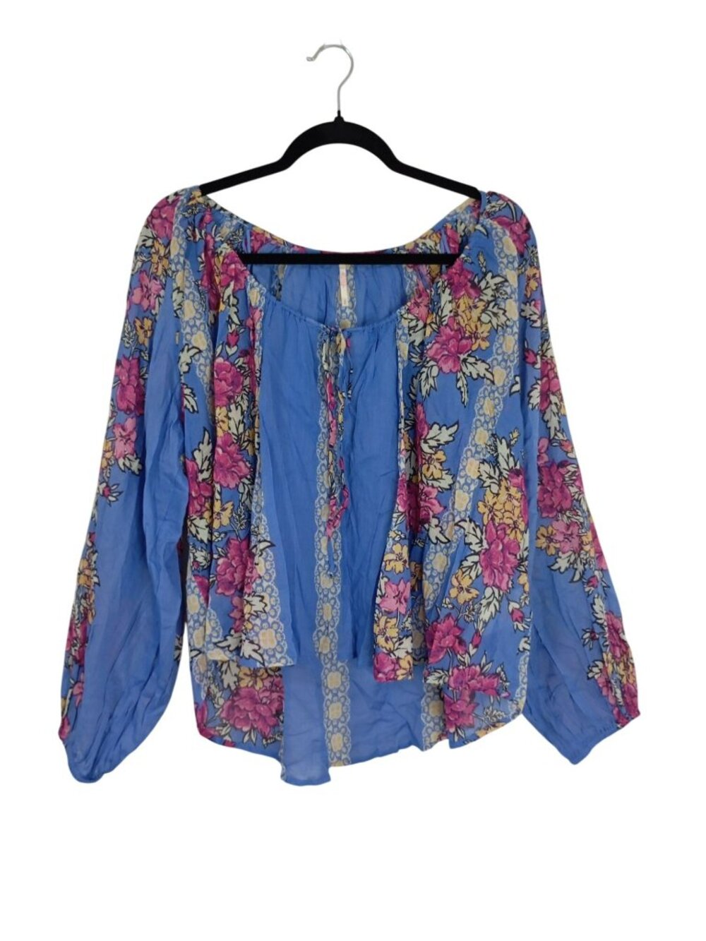 Free People Floral Boho Blouse Womens S 100% Cotton Lightweight & Flowing Design - Picture 2 of 11